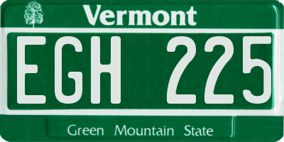 VT license plate EGH225
