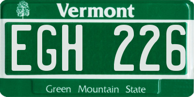 VT license plate EGH226