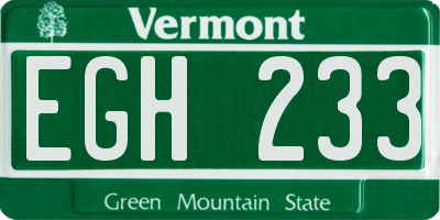 VT license plate EGH233