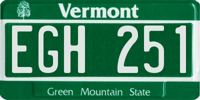 VT license plate EGH251