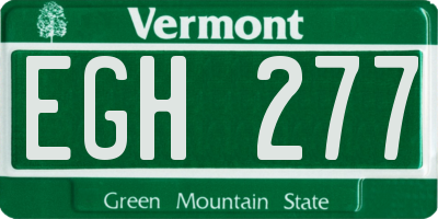 VT license plate EGH277