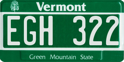 VT license plate EGH322