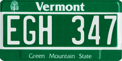 VT license plate EGH347