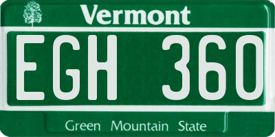 VT license plate EGH360