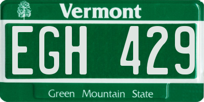 VT license plate EGH429