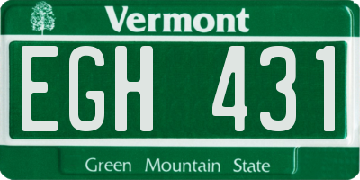 VT license plate EGH431