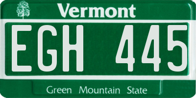 VT license plate EGH445
