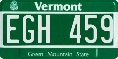 VT license plate EGH459