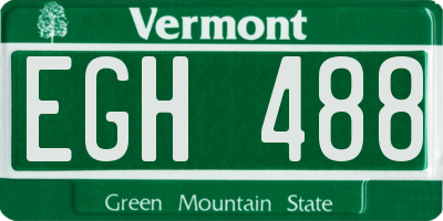 VT license plate EGH488