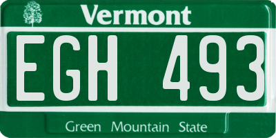 VT license plate EGH493