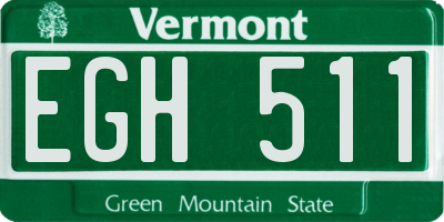 VT license plate EGH511