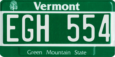 VT license plate EGH554