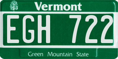 VT license plate EGH722