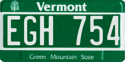 VT license plate EGH754