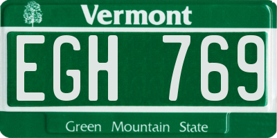 VT license plate EGH769