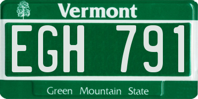 VT license plate EGH791