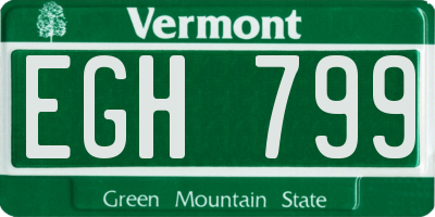VT license plate EGH799