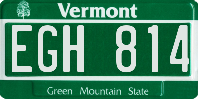 VT license plate EGH814