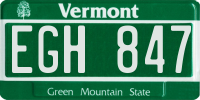 VT license plate EGH847