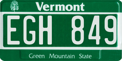 VT license plate EGH849