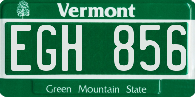 VT license plate EGH856