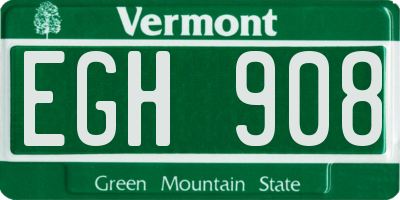 VT license plate EGH908