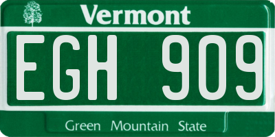 VT license plate EGH909
