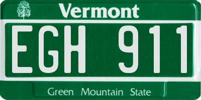 VT license plate EGH911