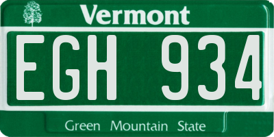 VT license plate EGH934