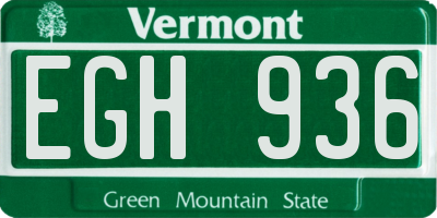 VT license plate EGH936