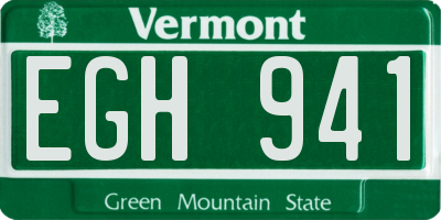 VT license plate EGH941