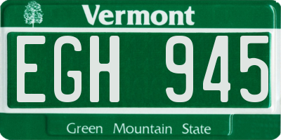 VT license plate EGH945