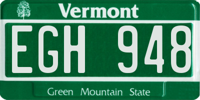 VT license plate EGH948