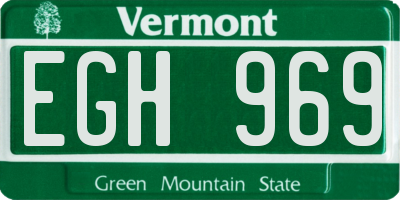 VT license plate EGH969