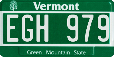 VT license plate EGH979