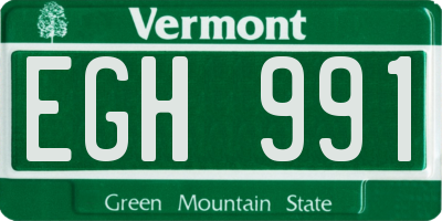 VT license plate EGH991