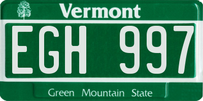 VT license plate EGH997