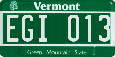 VT license plate EGI013