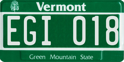 VT license plate EGI018