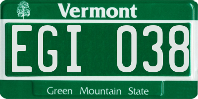 VT license plate EGI038