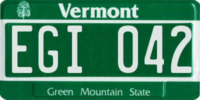 VT license plate EGI042