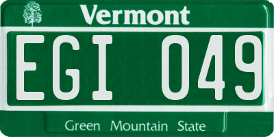 VT license plate EGI049