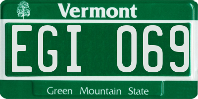 VT license plate EGI069
