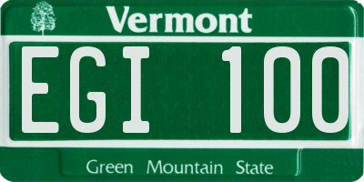 VT license plate EGI100