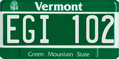 VT license plate EGI102