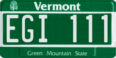 VT license plate EGI111