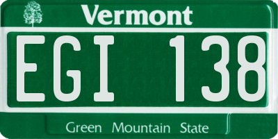 VT license plate EGI138