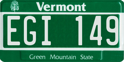 VT license plate EGI149