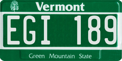 VT license plate EGI189
