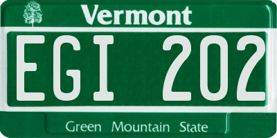 VT license plate EGI202